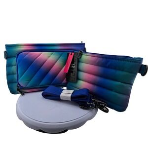 Think Royln Bank Syreet‎ XL Puffy Rainbow Tie Dye Crossbody Bag pouch NWT Strap